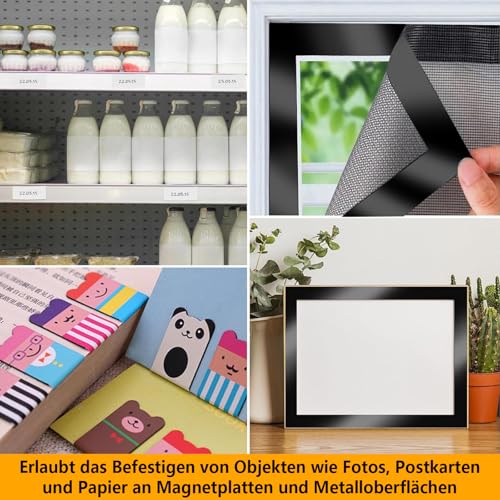 2 Stück 3 Meter Magnetband Selbstklebend, 2mm Dick Magnetstreifen mit Gegenseitiger, Magnet Klebeband Einfach zu Schneiden, Magnetklebeband für Fliegengitter & Vorhänge (schwarz)