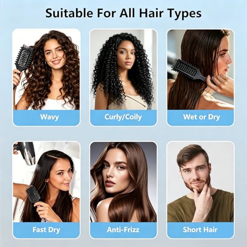 Image of Curly Hair Defining Brush: Shaping & Defining Curls with 3 pcs Slick Back Brushes for Wet & Dry Hair Frizz Reduction - Ergonomic Handle for Women and Men 2026 New (Black)