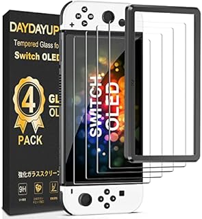 [4 Pack] Daydayup Hartowane Szkło Screen Protector kompatybilne z Nintendo Switch OLED Model 2021 - z [Alignment Frame] Transparent HD Clear Screen Protector dla Nintendo Switch OLED