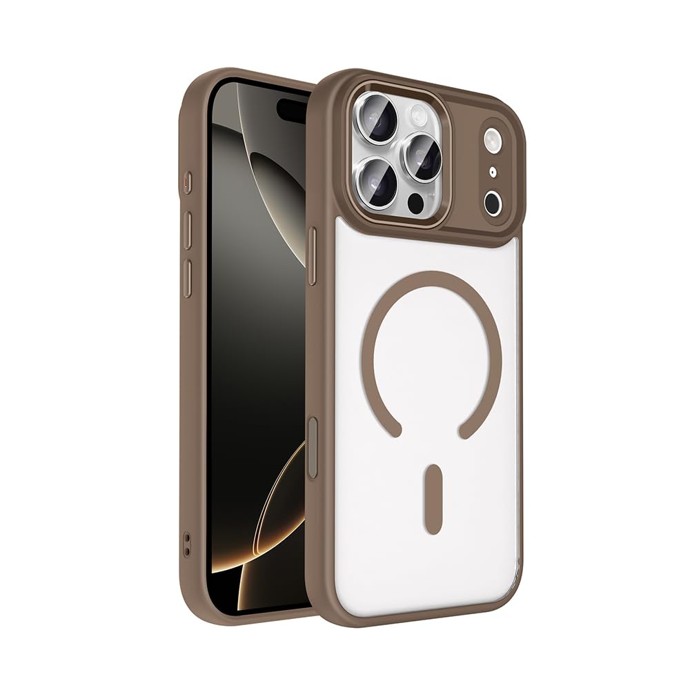 Zore Apple ile uyumlu iPhone 17 Pro Kılıf Wireless Şarj Özellikli Zore Krom M-safe Silikon Kapak Desert Gold