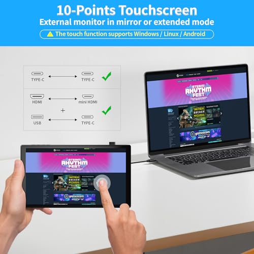 Image of 7 inch Portable Touchscreen, Mini 1080P 60Hz USB C HDMI Monitor, Ultra Thin Lightweight IPS LCD Display Second Screen for Gaming, Working, PS5, Xbox, Laptop, PC