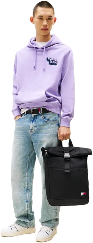 Tommy Jeans Mens Essential Daily Rolltop Backpack, Black - Image 2