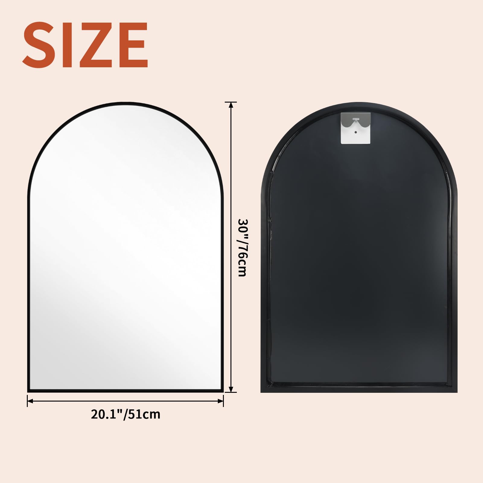 Amazon.co.jp: Giftgarden ブラック アーチ型ミラー 20x30インチ
