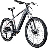 ZÜNDAPP Z808 E Bike Mountainbike 27,5' für Damen und Herren ab 155 cm Pedelec 10 Gang Elektrofahrrad 550Wh Scheibenbremsen(schwarz/rot, 48 cm)