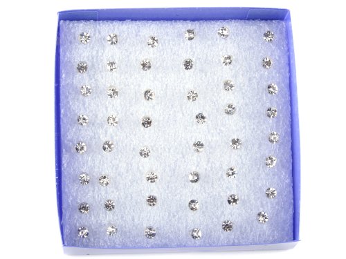 Imixlot Women's Acrylic Wholesale 144Pairs(6Boxes) Invisible Bar Crystal Earring Studs Bulk Multicolor #TOP4