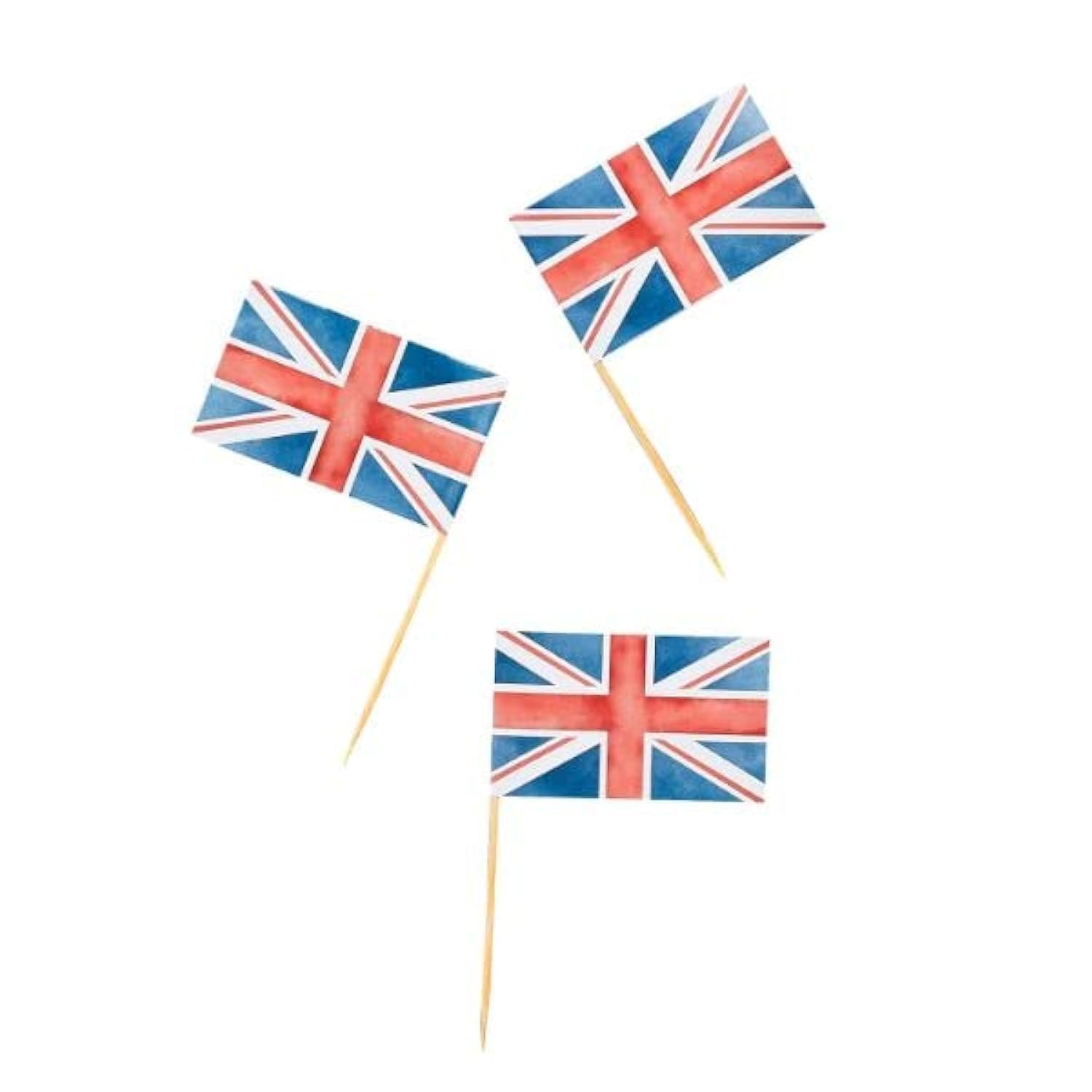 Hootyballoo Union Jack Food Picks 24Pcs, King Charles III Coronation