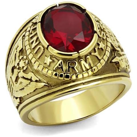Yourjewellerybox Mens army ring ruby gold usa signet pinky chunky Size R TK414706G Cover