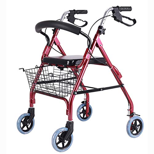 Andador plegable con 4 ruedas, ayuda de movilidad para caminar, andador, rodador, carrito de la compra con asiento, para ancianos, estrella de luz