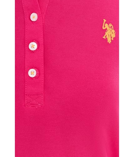 U.S. Polo ASSN. Womens USPA Classic Polo Pink Peacock Large