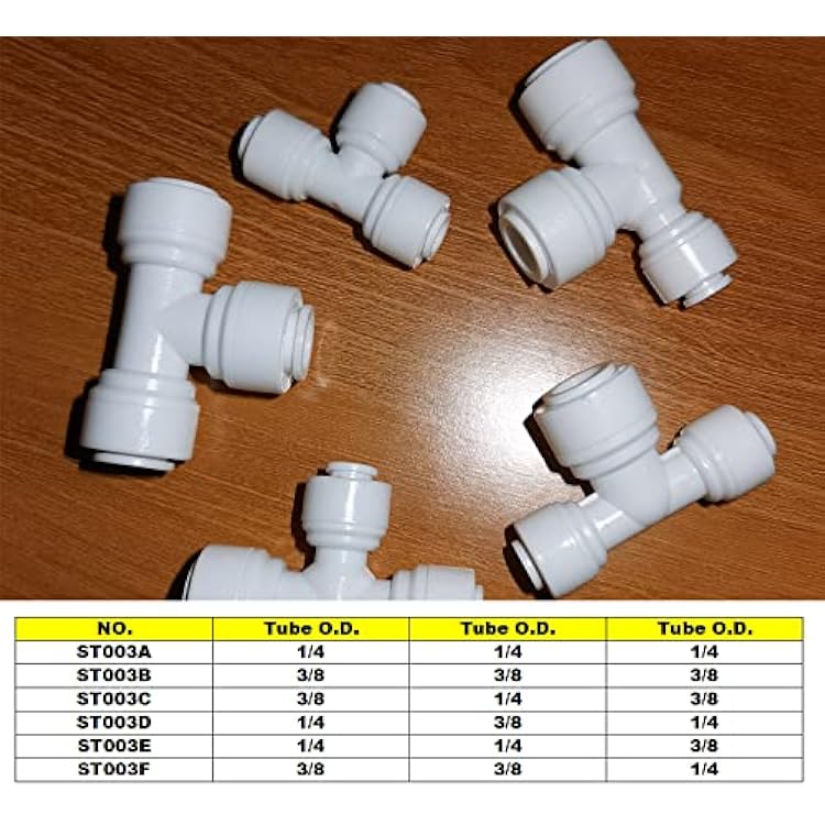 MALIDA ST003D Union Tee Connector 1/4 to 3/8 to 1/4 Tubing/Hose/Pipe Use Quick Connect Plastic Fitting for Reverse Osmosis System,Pack of 10.