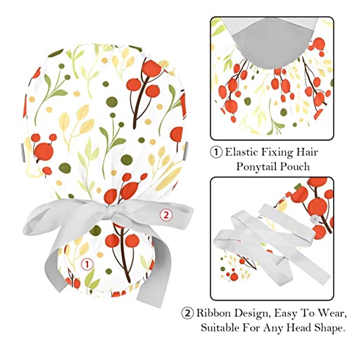 Chapeaux bouffants de travail mixtes JDEZ casquettes ajustables imprimé fruits rouges - 4