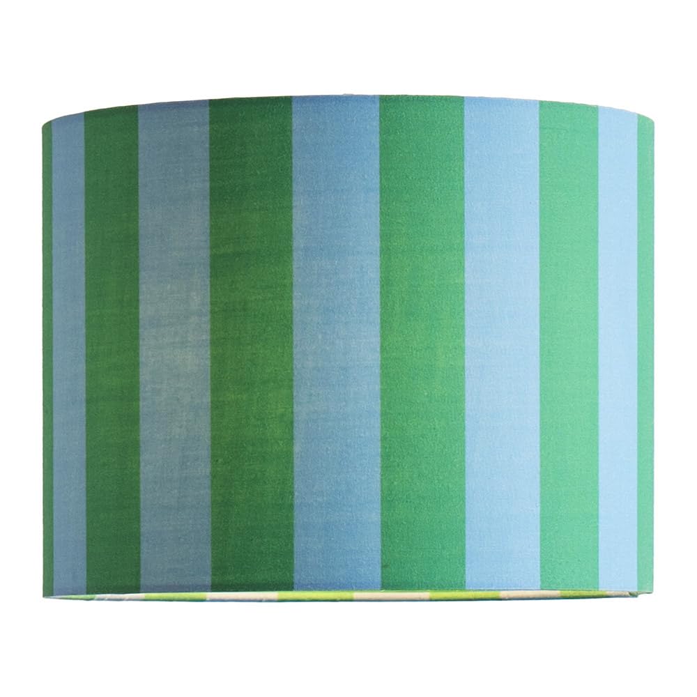 Valuelights Unisex Multi Callie Colour Clash Blue And Green Stripe Drum Lamp Shade With Bulb Small