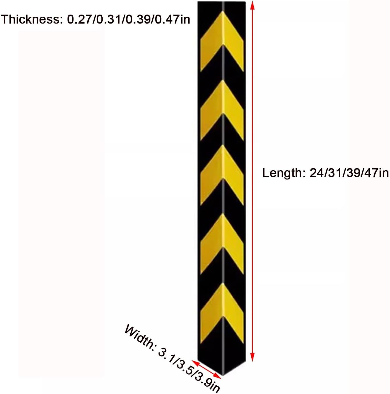 TEMKIN Wall Corner Guard, 1 PCS Car Parking Protector, Anti-Scratch Safety Warning Bumper Pad, Screw Install Not Fall Off Wall Safety Strips for School Gym Bumpers (Color : 24x3.5-0.31in, Size : 1pc