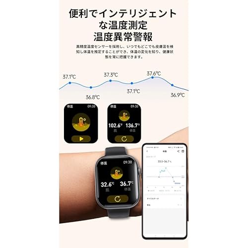 スマートウォッチ 日本製センサー 健康管理 2.1インチ 大画面 Bluetooth通話 音楽再生 着信通知 200種類文字盤 50種スポーツモード IP67防水 歩数計 長時間バッテリー 大容量 日本語対応アプリ GPS機能 カメラ制御 防水 スマートバンド 腕時計 男女兼用 メンズ レディース 父の日 母の日 誕生日 (ブラック(レザー)&ブラック（TPU） 2色ベルト付き)