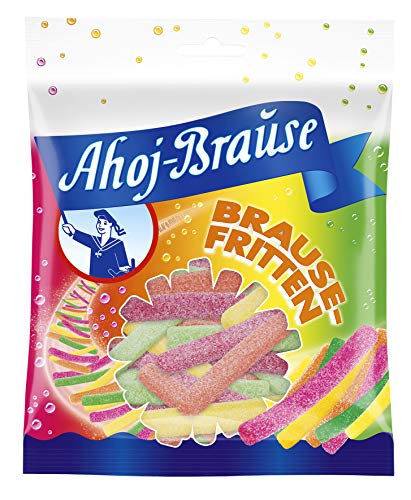 Frigeo Ahoj-Brause Fritten - Prickelnd-Saure Fruchtgummi-Pommes mit Brause Ummantelt, 16er Pack (16 x 150 g) Cover