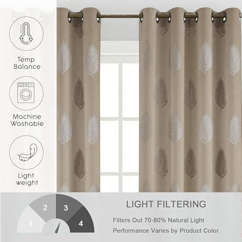 Image of FRESH FROM LOOM Jacquard Curtains | Long Door & Window Use | 80% Sun Block | Anti-Wrinkle | 8ft Length | Home Decor Ready, Luxury Curtain (8ft, Neutral-Tan, 1pc)
