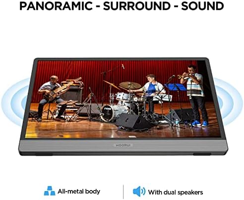 KOORUI Portable Monitor, 15.6 inch 1080P FHD IPS Monitor Screen with HDMI/Type-C/USB-C w/Protective Portable Screen, Dual Built-in Speaker for Laptop/PC/Mac/PS3/4/5/Xbox/Phone
