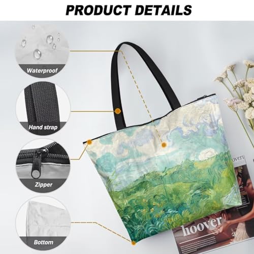 Image of Art Lover Zippered Tote Bag Waterproof Large Work Tote Bags, Artwork Women's Purse Handbags Travel Totes