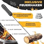 KESSER® Feuerschale 2,5mm Stahldicke | Feuerkorb Ø60cm legierter Stahl | Feuertonne +42cm Feuerhaken Gusseisen Wasserablauf & 2 stabile Griffe Holz & Kohle Feuerstelle für Lagerfeuer Garten & Terrasse – Bild 5