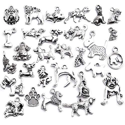 30pcs Antique Tibetan Silver Animal Charms Alloy Pet Dog Paw Charm Pendants Jewelry Making Findings for DIY Necklace Bracelet Keychain