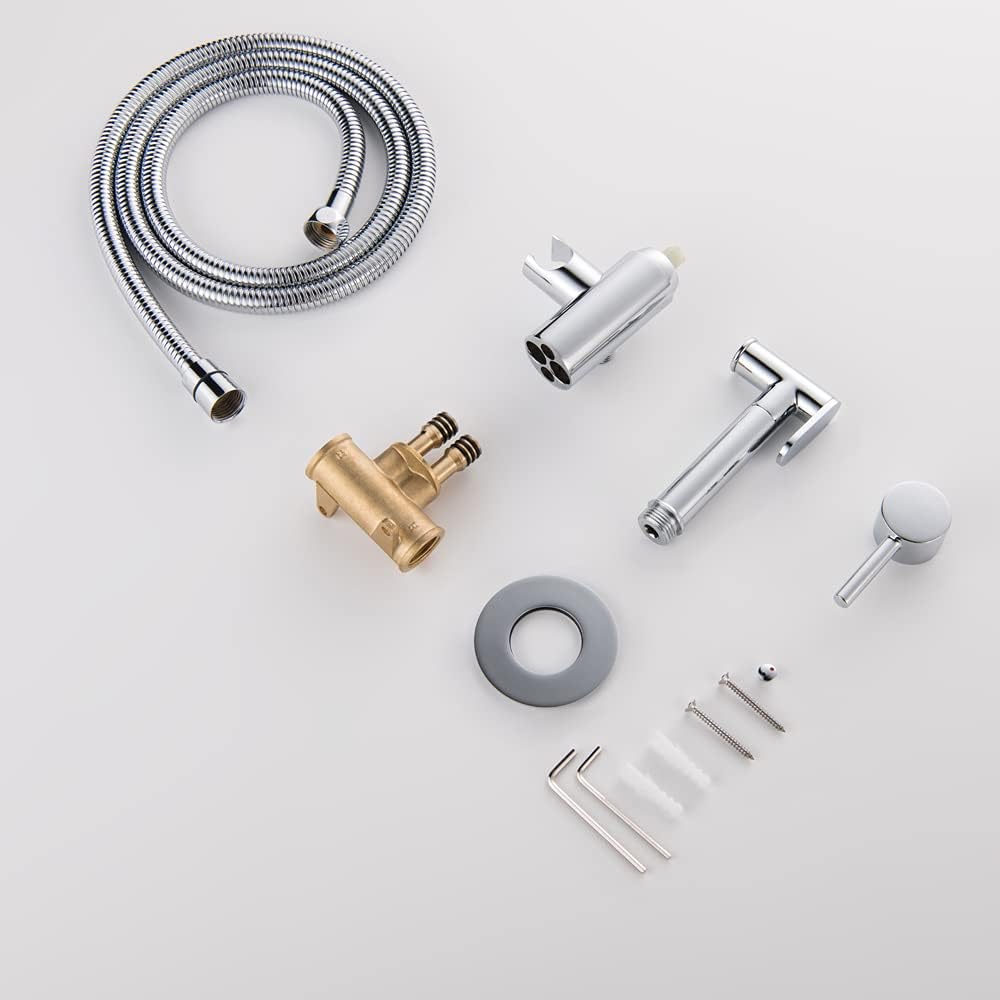 Chrome Bidet Sprayer for Toilet, Full Pressure Leakproof Cloth Diaper Sprayer for Baby, Bathroom Brass Handheld Bidet Sprayer Set Easy to Use