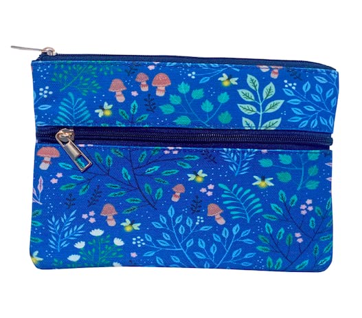 HAPPYWAGON | Midnight Blue Pencil Pouch | 2 Zipper Compartments | 24 x 16 CM Poly Canvas | Faux Leather Zip | Water Resistent | Suitable for Work, School, College | Multipurpose | Illustrated | (B0BZVC132F) Amazon Price History, Amazon Price Tracker