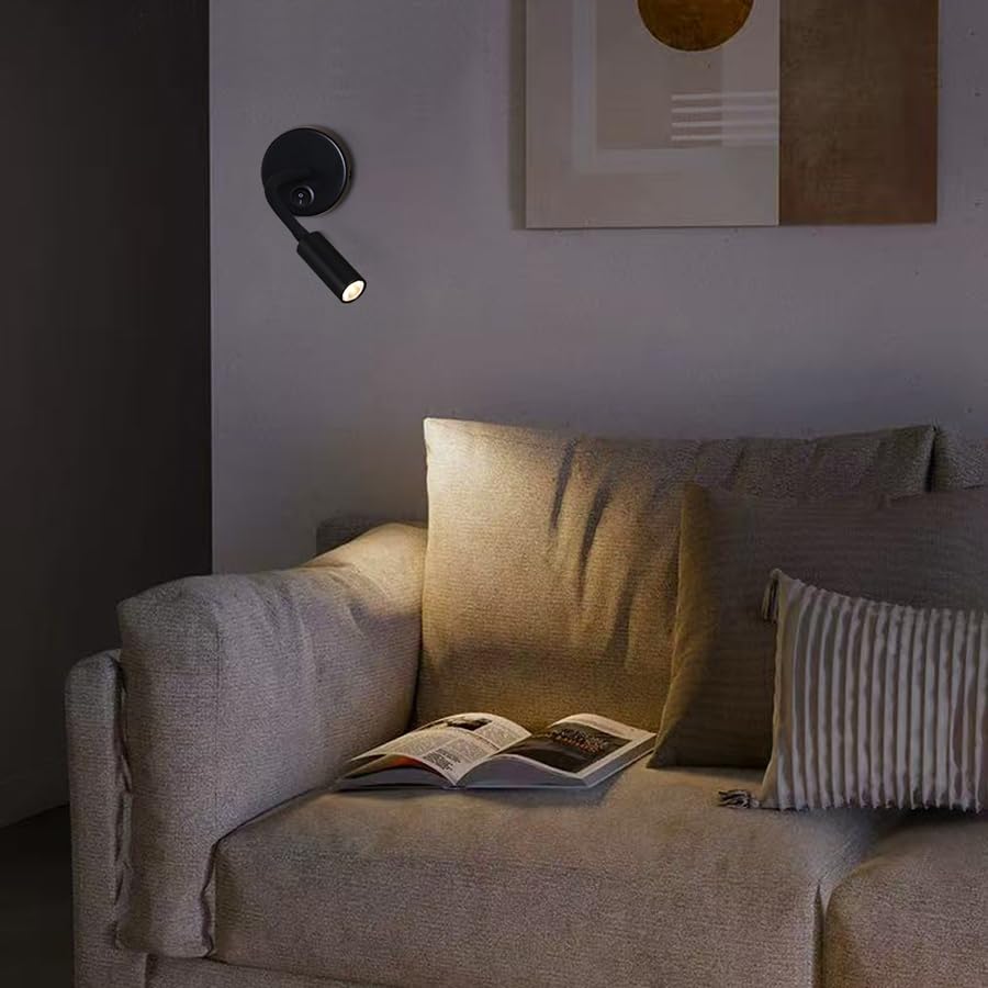 Image of LED Reading Lamp 3W Warm White 3000K for Reading Books Black Hardwired 2PCS (RS025)