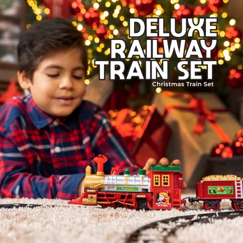 Play Moon Electric Train Set For Christmas Tree 39 Pcs Deluxe Railway Train Tracks Set With Lights And Sounds For Christmas Decoration Train Car Engine And Accessories Toys For Boys And Girls #TOP1