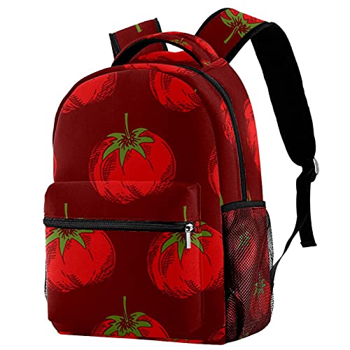 Sac à dos de voyage pour campus rouge imprimé tomates sac scolaire fille et garçon avec gourde