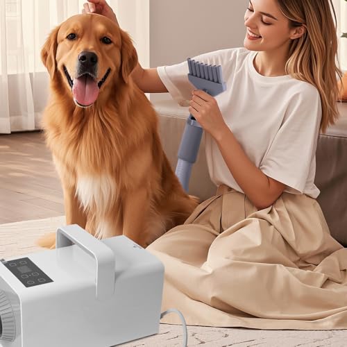 Hundefön Rechteckiges Modell mit LCD-Bildschirm weiß 3200W Pet Dryer Hundetrockner Blower mit Einstellbarer Windgeschwindigkeit und Temperaturen Umgebungsluft und Heißluft #LYCSJYJWH-DE
