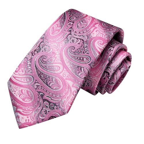Image of Hi-Tie Paisley Floral Ties Set for Men Silk Mens Stripes Necktie Pocket Square Cufflinks Set Formal Business