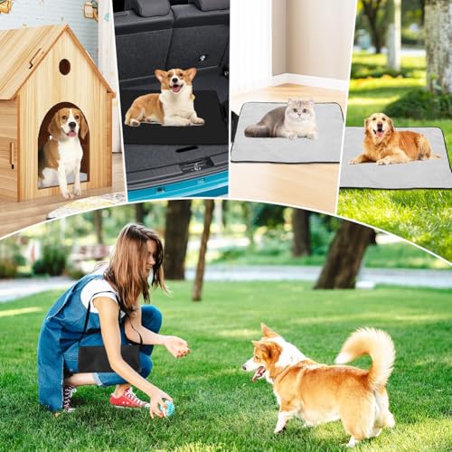 Hundedecke für Unterwegs, Faltbare Wasserdichte Haustier Decke Camping Decke Hund Katze Mat Wärmende Decke, Hundebett Hundematte für Outdoor Innen Große Reisedecke für Haustier, 100 x 70 cm (Schwarz)