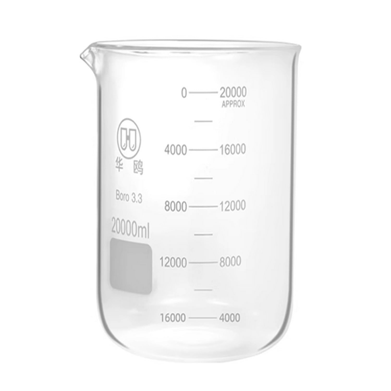 20000ML Lab Glass Beaker Low Form 20L Laboratory Chemistry Measuring Cup Graduated with Spout