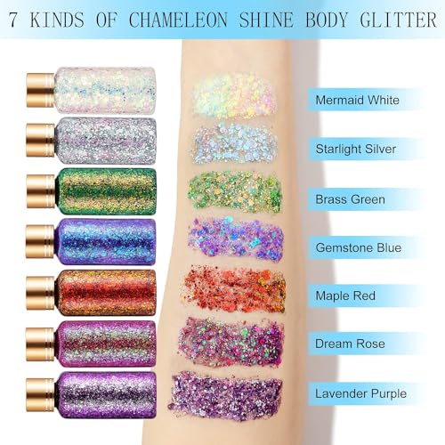 Gel holográfico com glitter corporal para rosto, corpo, unhas, super duradouro, impermeável, secagem