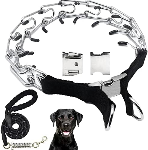 Prong Collar for Dogs, Choke Pinch Collar for Dogs,Adjustable Dog Training Collar with Metal Quick Release Buckle and Rubber Tips for Small Medium Large Dogs