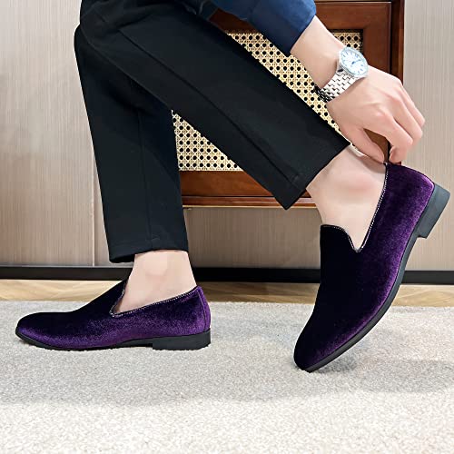 Image of FLQL Men's Luxury Penny Loafer Slip-On Velvet Shoes Party Dancing Shoes Suede Wedding Shoes Plus Size 7-13