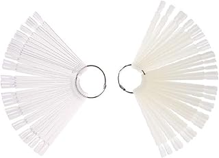100 Tips White and Transparent Plastic Polish Board Nail Art Display Practice Sticks Wheel with Metal Split Ring Holder