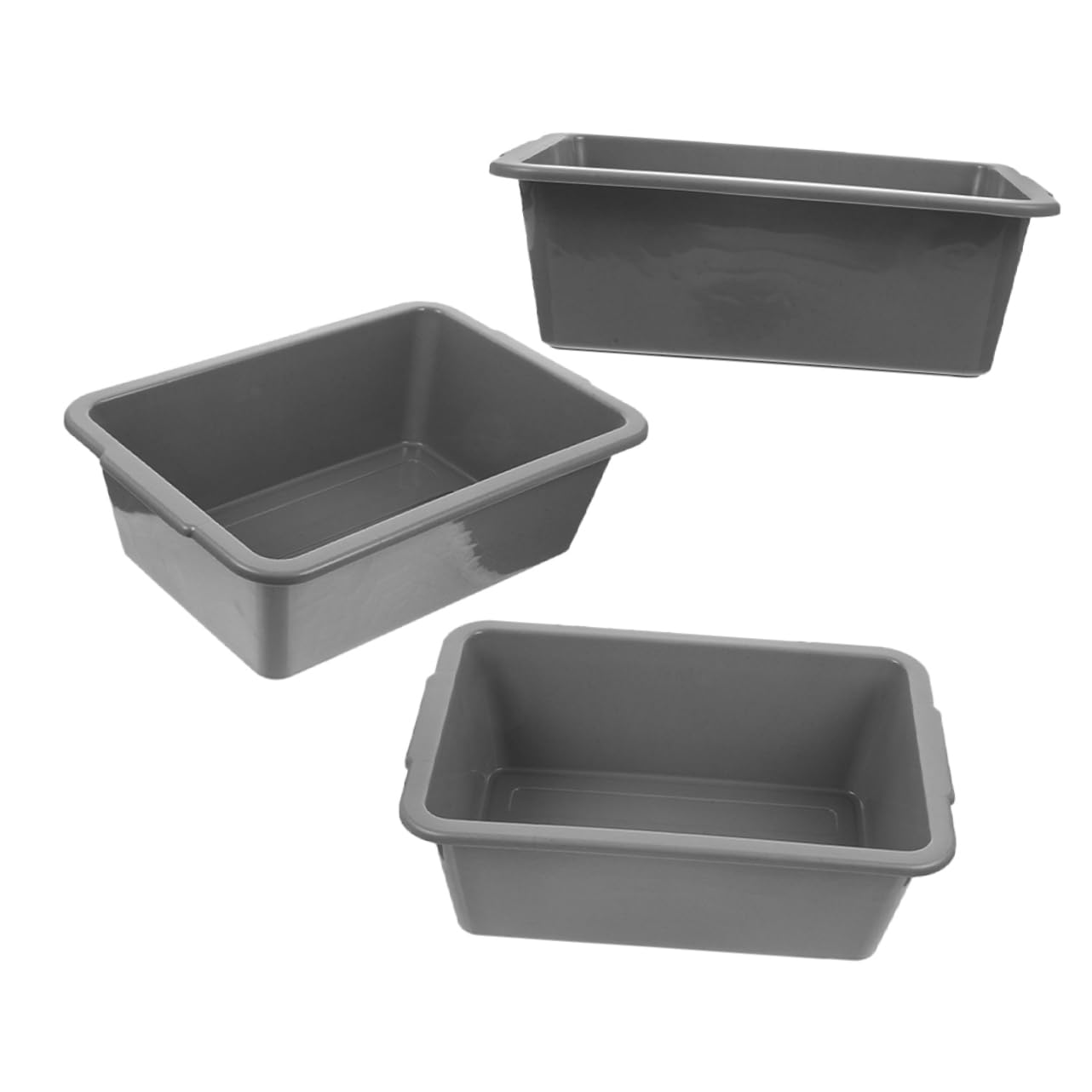 Contenitori Multiuso in Plastica Pp per Ristorante, Vasche Rettangolari 34x23,8x10,9 Cm Maniglie, Impilabili per Stoccaggio e Trasporto, Set da 3 Pezzi per Uso Commerciale e Domestico