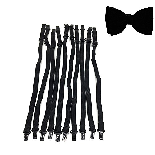 HUELE 10PCS DIY Accessories Bow Tie Adjustable Polyester Belt With Clips Black - Thumbnail 4