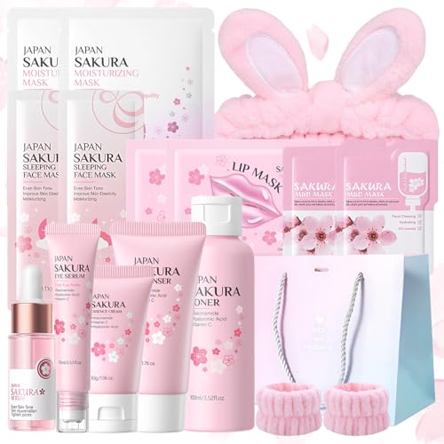 Set de Cuidado Facial Sakura 15 Piezas,con Limpiador,Tonico