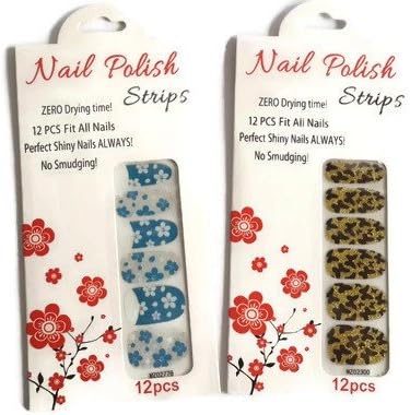 Nail polish strips - flower/butterfly design (2 of 12 pcs in a set)