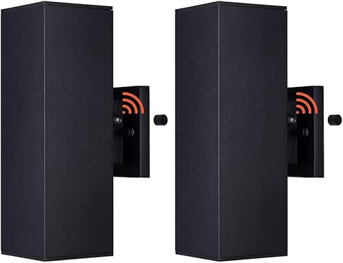 mirrea Moderna luz de porche para exteriores, luz de patio en 2 luces, sensor de fotocélula del atardecer al amanecer con tubo rectangular de