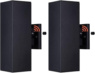 Mirrea Modern Outdoor Porch Light Patio Light in 2 Lights Dusk to Dawn Photocell Sensor with Matte Black Aluminum Rectangular Tube and Tempered Glass Cover Waterproof Wall Sconce 2 Pack