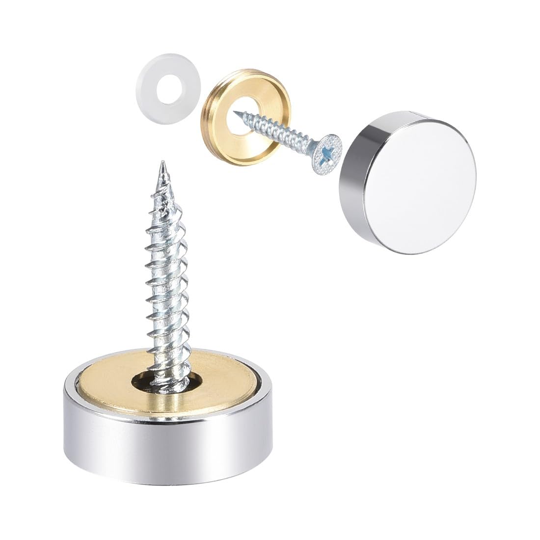 #US Mirror Screw Decorative Caps Cover Nails Polished Stainless Steel 18mm 8pcs