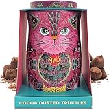 Monty Bojangles Cocoa Dusted Chocolate Truffles Cat Tin (Persian Pink - 135g) Choccy Scoffy Flavoured Luxury Chocolatey Truffles - Collectable Cat Tin, Truffles Chocolate Gift Box With Bespoke Design