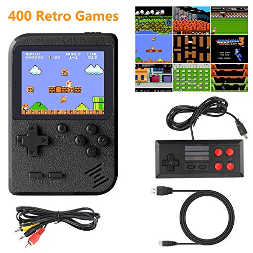 welltop Handheld Spielkonsole 400 Klassische Spielen Retro Videospielkonsole Wiederaufladbare FC Spielekonsole unterstützt TV-Ausgang und Zwei Spieler, Geburtstag für Jungen, Mädchen, Männer