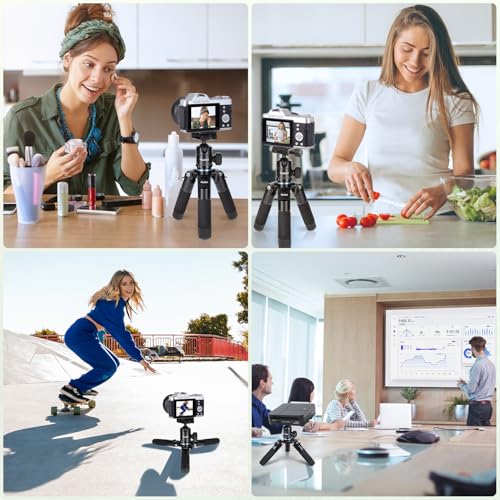 Rollei Compact Traveler Mini M1, Ministativ Kamera aus Aluminium 49cm Leichtes Desktop Reisestativ Klein mit Arca Swiss Kugelkopf Kompaktes Tischstativ für DSLR Schwarz, Stativ-Klein-Mini-Tripod