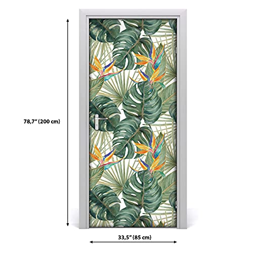 Fondo de pantalla autoadhesivo para puertas Coloray de 85x200 cm lavable y con diseño de hojas 3