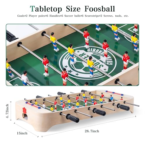 image for Miosea Kids Foosball Tabletop Game Wood Football Table, Non-Slip Base 