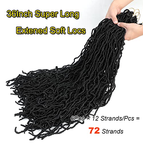 Yorda 36 Inch New Faux Locs For Soft Locs Crochet Hair, Natural Locs Crochet Braids Pre Looped Synthetic Hair (36Inch, 12Strands/Pack, 1B) #TOP2